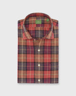 Load image into Gallery viewer, Spread Collar Sport Shirt in Red/Merlot/Khaki Plaid Linen