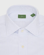 Load image into Gallery viewer, Spread Collar Dress Shirt in Blue Multi Stripe Poplin