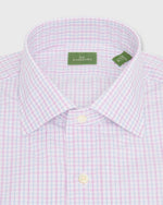 Load image into Gallery viewer, Spread Collar Dress Shirt in Pink/Sky Check Poplin
