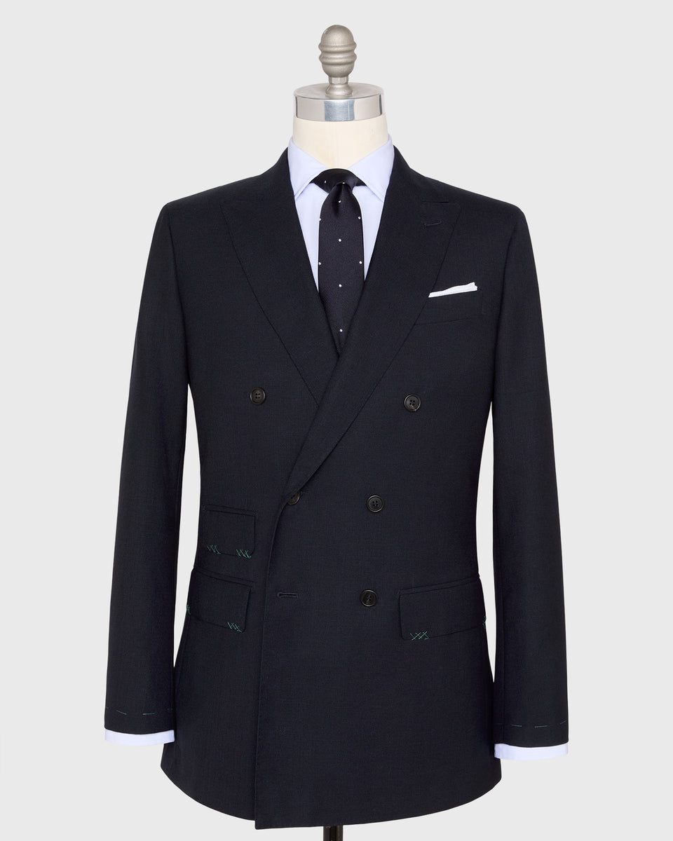 【SUNSEA】w/耳　DOUBLE-BREASTED JACKET Virgil No. 3 Double-Breasted Suit in Navy High-Twist | Shop Sid