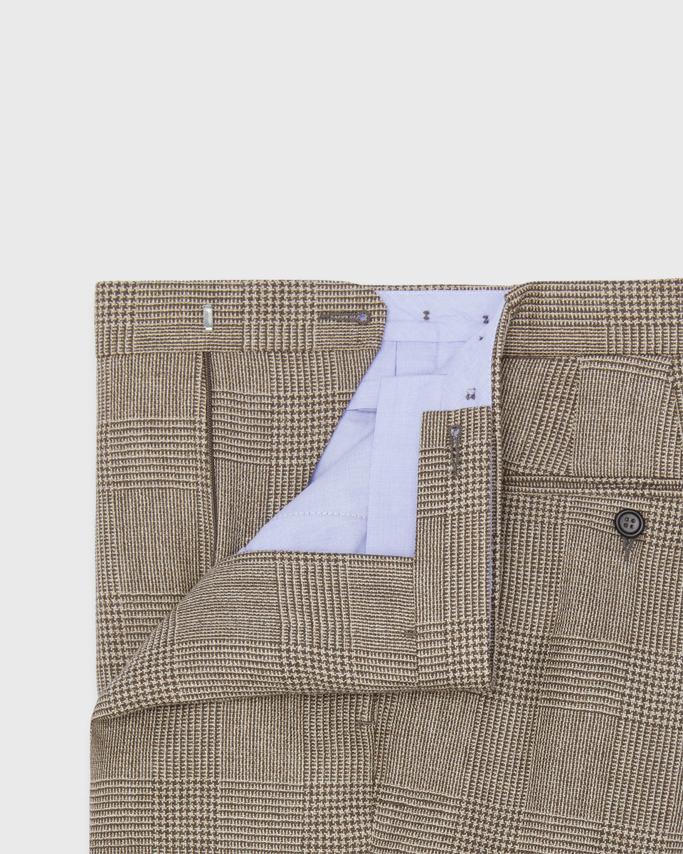 Side-Tab Dress Trouser in Chocolate/Flax Glen Plaid Hopsack | Shop