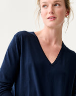 Load image into Gallery viewer, Kate V-Neck Sweater in Navy Escorial Wool