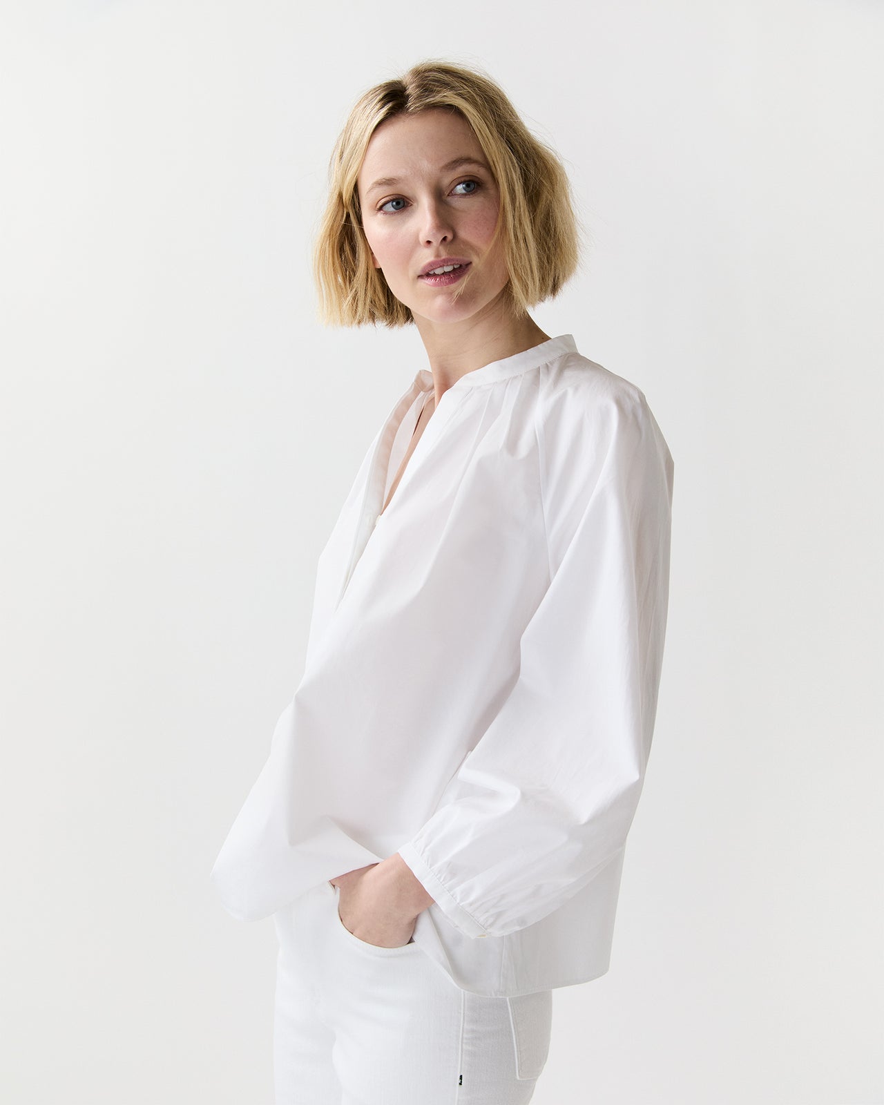 Sienna Top in White Poplin