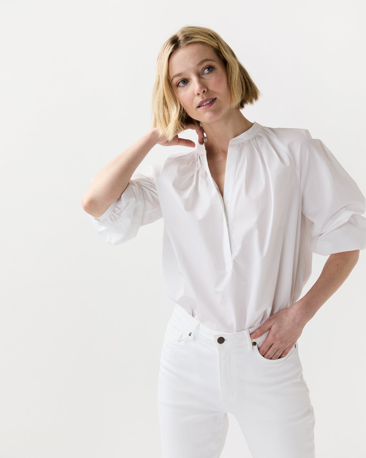 Sienna Top in White Poplin