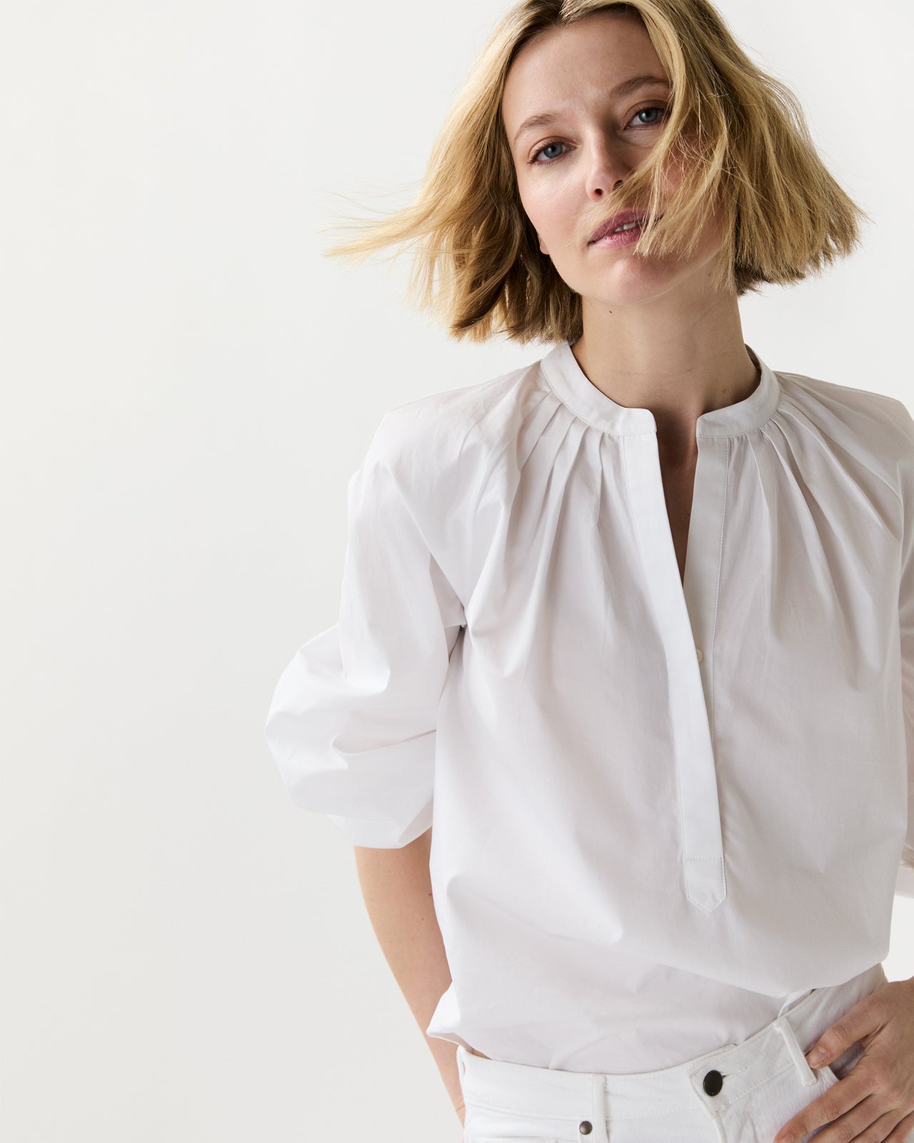 Sienna Top in White Poplin