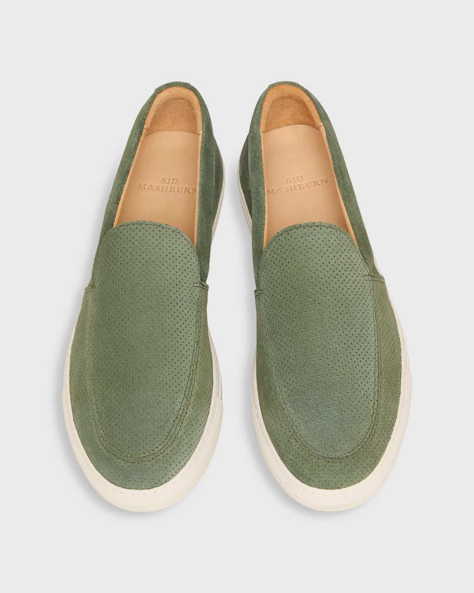 Sid & Ann Mashburn Suede Slip-On Espadrille Moccasin In Sage Moccasin Slip-On Sneaker in Navy Perforated Suede | Shop Sid  main image 4
