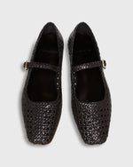 Load image into Gallery viewer, Handwoven Mary Jane in Black Woven Leather