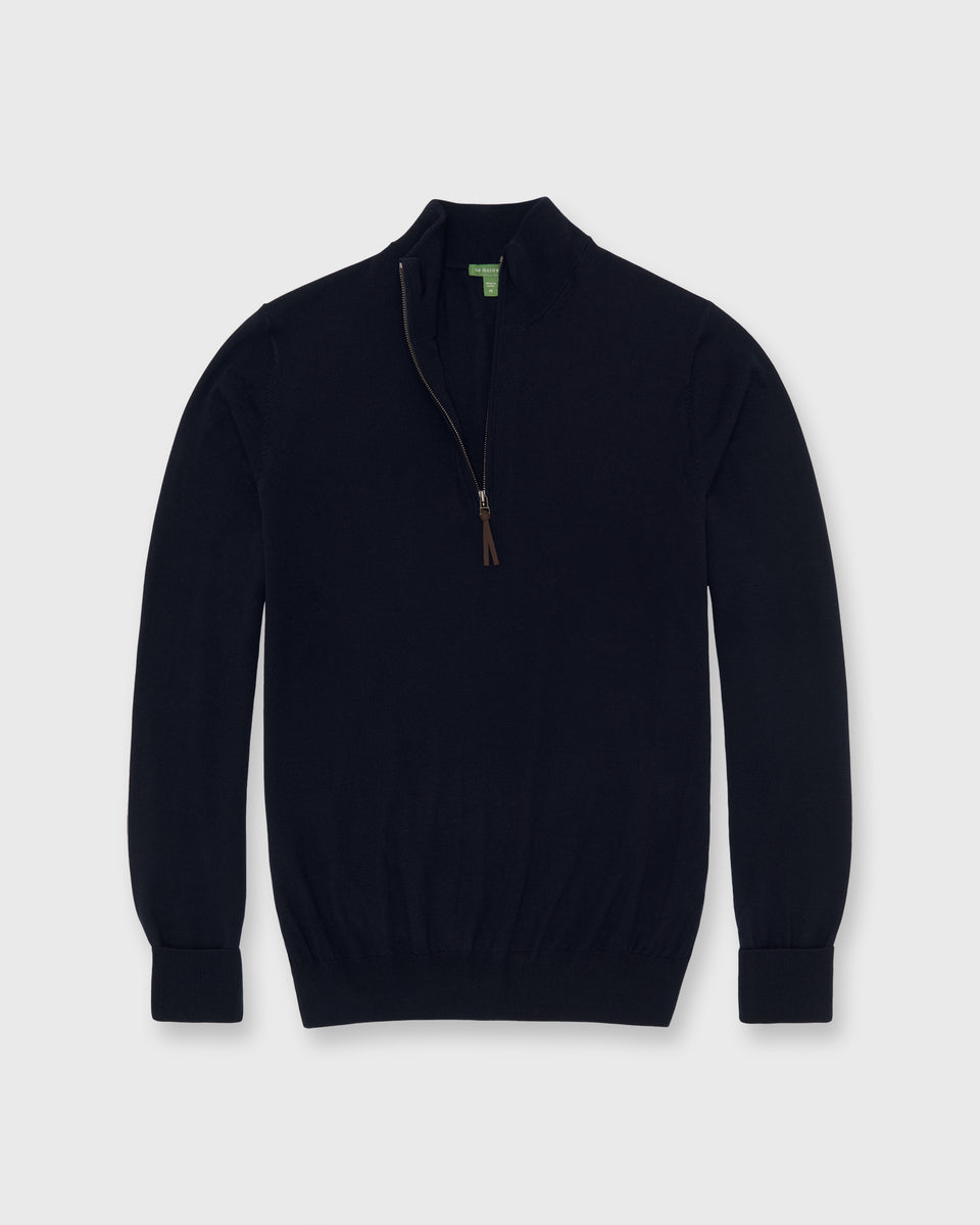 Fine-Gauge Half-Zip Sweater in Navy Escorial Wool | Shop Sid Mashburn