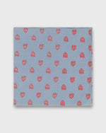 Load image into Gallery viewer, Cotton Print Pocket Square in Sky/Coral Printed Poplin