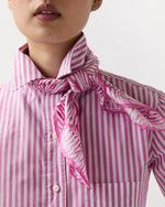 Load image into Gallery viewer, Medium Hand-Rolled Silk Scarf in Pink Stripe and Bow Liberty Fabric Silk Twill