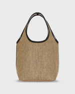 Load image into Gallery viewer, Paola Bucket Bag in Tan/Black Basketweave