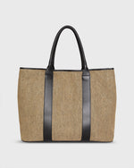 Load image into Gallery viewer, Weekend Tote in Tan/Black Basketweave