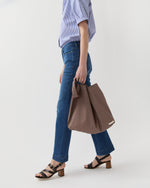 Load image into Gallery viewer, Reusable Tote Bag in Red/Sage Sunny Liberty Fabric