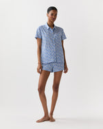 Load image into Gallery viewer, Jasmine Pajama Shorts Set in Blue Betsy Ann Liberty Fabric