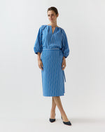 Load image into Gallery viewer, Morgan Skirt in Blue/White Variegated Stripe Poplin