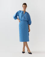 Load image into Gallery viewer, Morgan Skirt in Blue/White Variegated Stripe Poplin