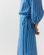 Load image into Gallery viewer, Morgan Skirt in Blue/White Variegated Stripe Poplin