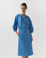 Load image into Gallery viewer, Victoria Blouse in Blue/White Variegated Stripe Poplin