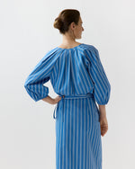 Load image into Gallery viewer, Victoria Blouse in Blue/White Variegated Stripe Poplin