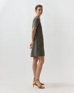 Load image into Gallery viewer, Marta Dress in Olive Linen Hopsack