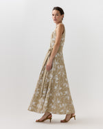 Load image into Gallery viewer, Rosalie Dress in Oatmeal Embroidered Linen