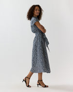 Load image into Gallery viewer, Gianna Maxi Shirtdress in Navy Floral Crinkle Cotton