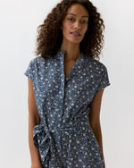Load image into Gallery viewer, Gianna Maxi Shirtdress in Navy Floral Crinkle Cotton