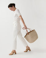 Load image into Gallery viewer, Kiondo Shopper Basket in Thin Brown Stripes