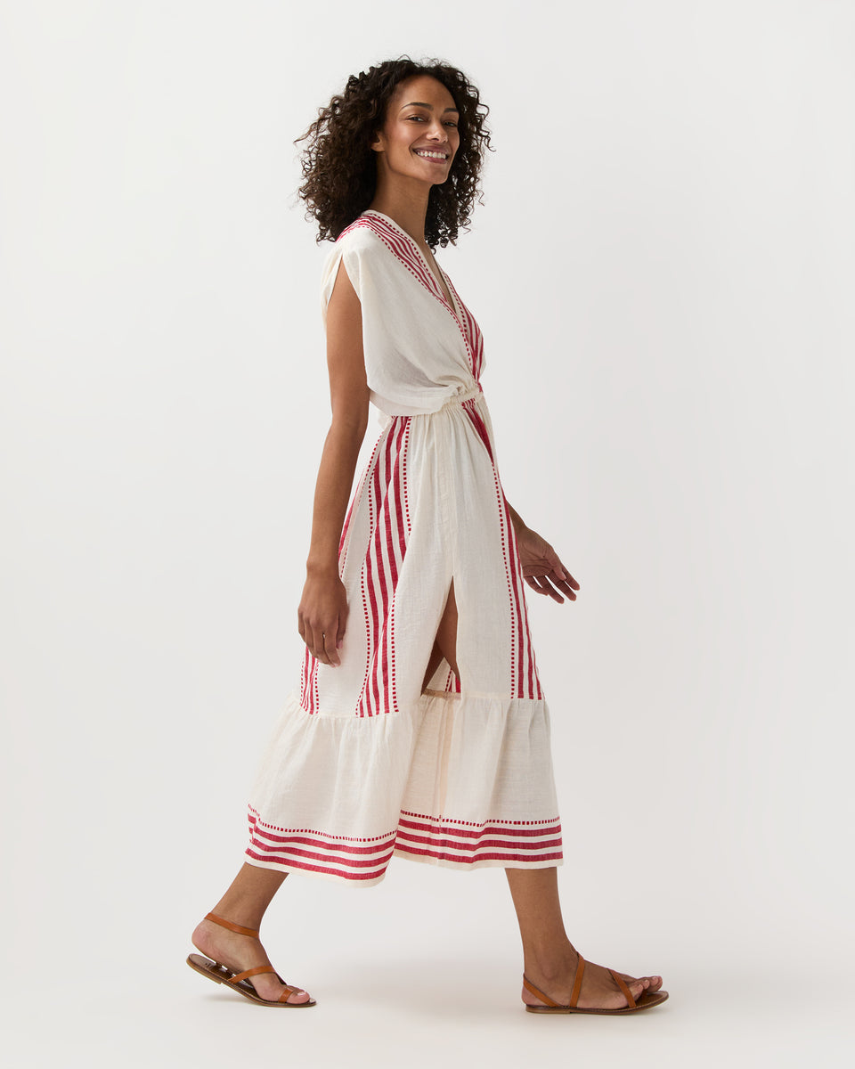 Leila Plunge Dress in Eshe Red - lemlem | Ann Mashburn | Shop Ann