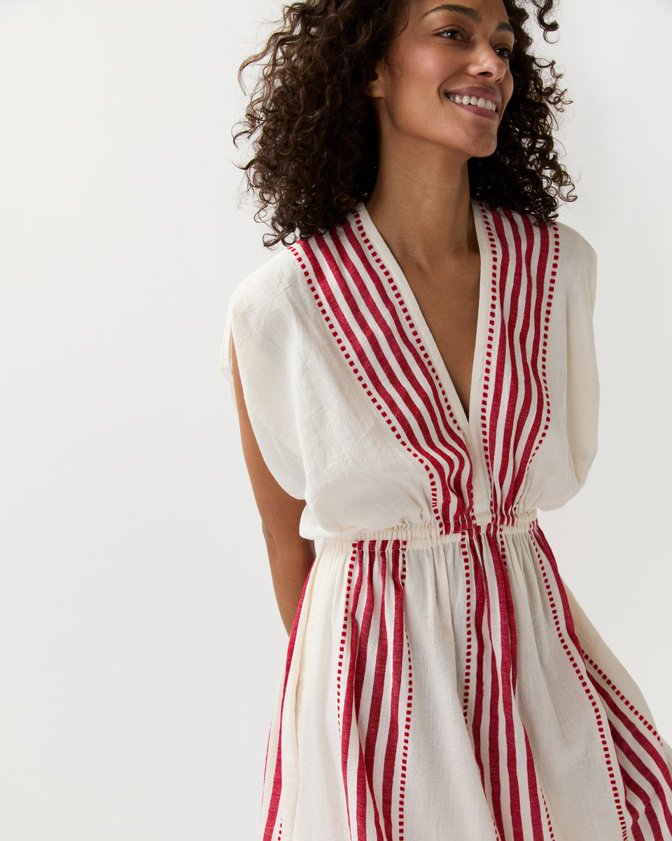 Leila Plunge Dress in Eshe Red - lemlem | Ann Mashburn