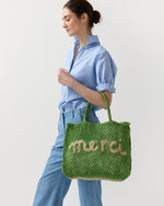 Load image into Gallery viewer, Small Merci Tote in New Green/Natural