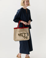 Load image into Gallery viewer, Small Breton Dog Tote in Natural/Olive/Dark Navy/Scarlet