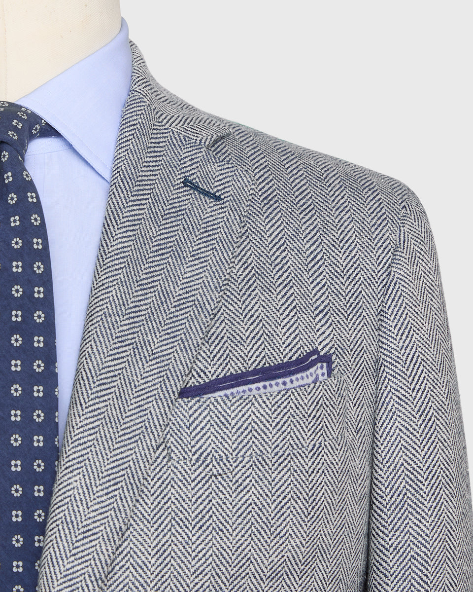 Virgil No. 3 Jacket in Navy/Bone Herringbone | Shop Sid Mashburn