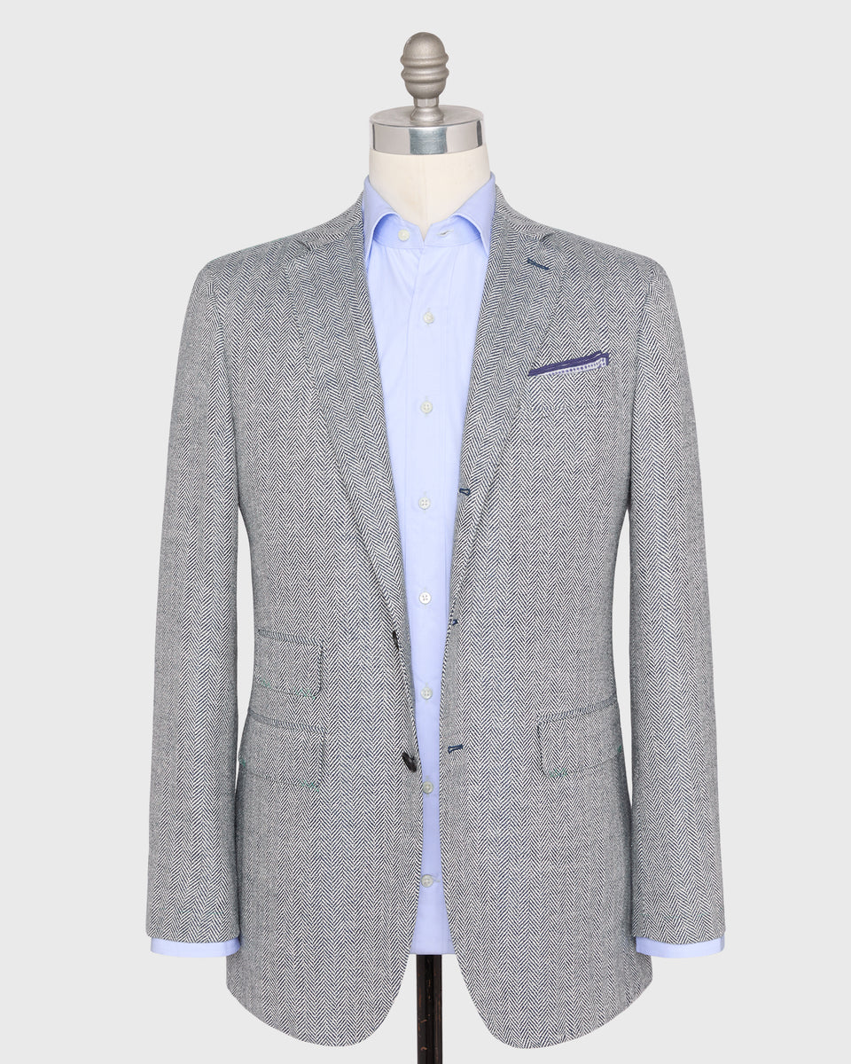 Virgil No. 3 Jacket in Navy/Bone Herringbone | Sid Mashburn | Shop