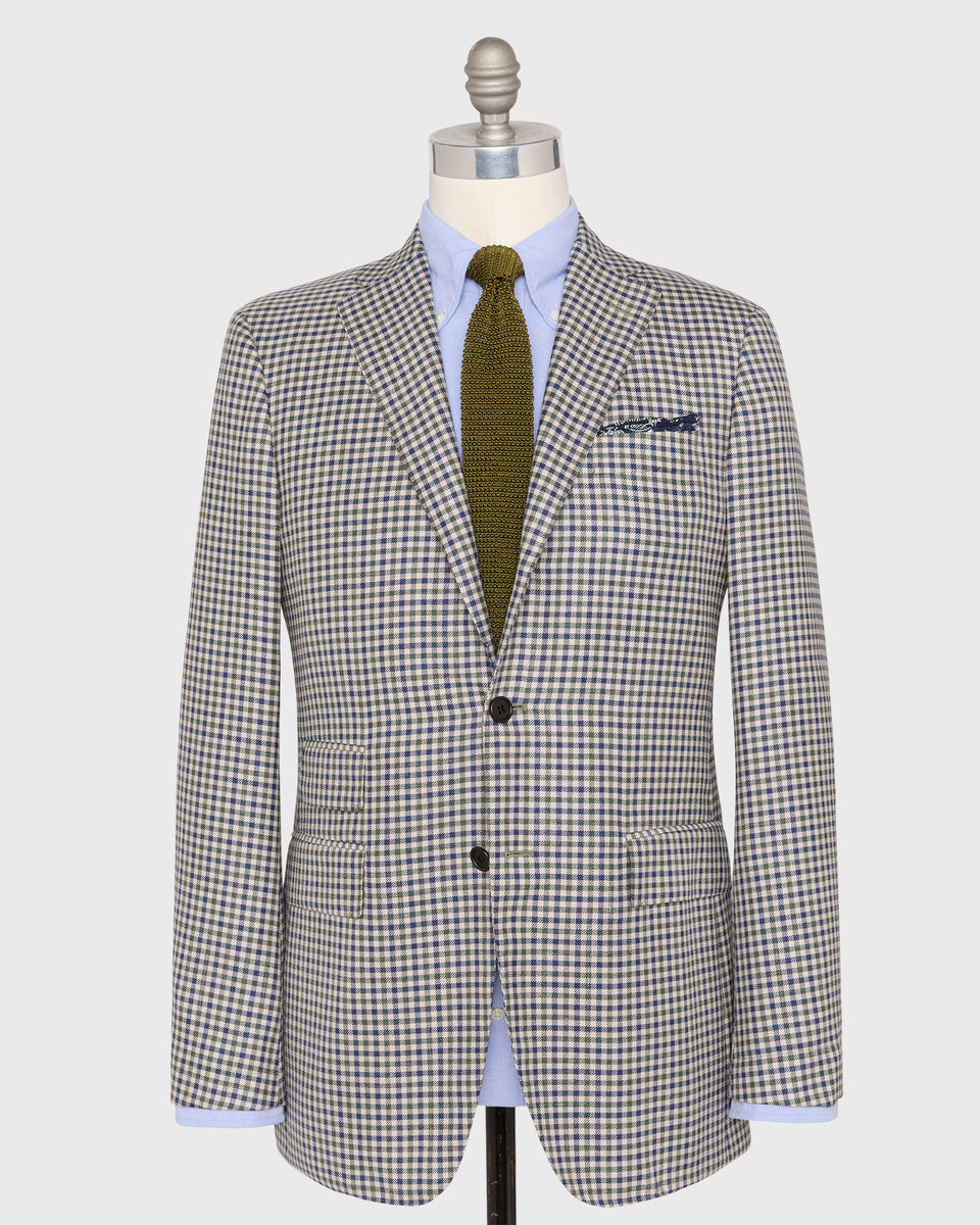 Virgil No. 3 Jacket in Spruce/Navy/Oat Check Twill | Shop Sid Mashburn