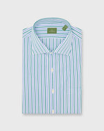 Load image into Gallery viewer, Spread Collar Dress Shirt in Bluegrass/Sky Multi Stripe Poplin