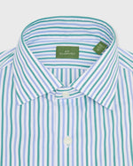 Load image into Gallery viewer, Spread Collar Dress Shirt in Bluegrass/Sky Multi Stripe Poplin