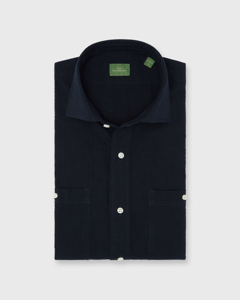 Marquez Shirt in Navy Seersucker | Sid Mashburn | Shop Sid Mashburn