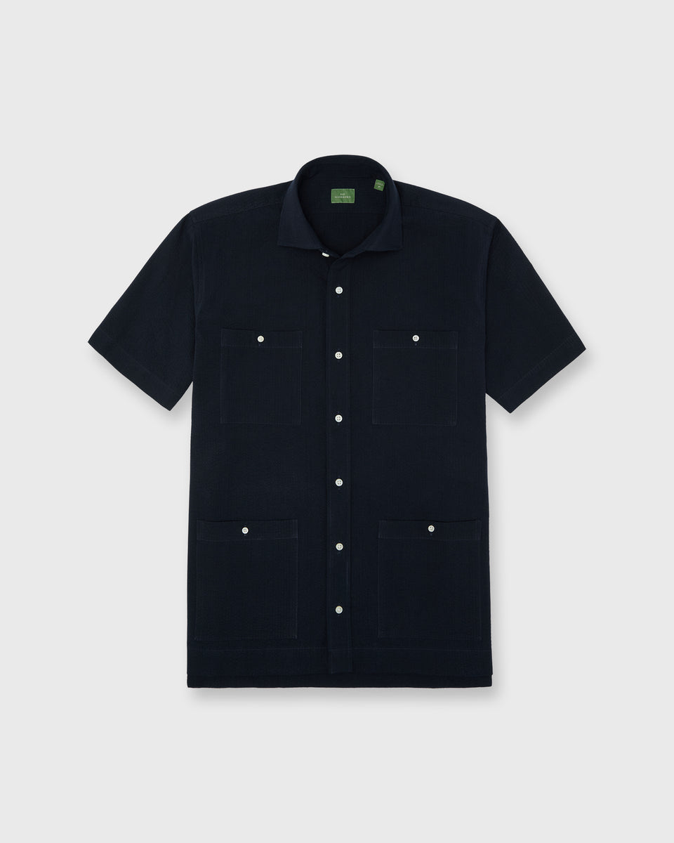 Marquez Shirt in Navy Seersucker | Sid Mashburn | Shop Sid Mashburn
