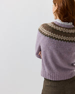 Load image into Gallery viewer, Marge Fair Isle Cardigan in Lavender Alpaca/Wool