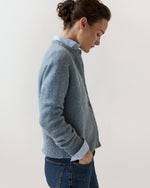 Load image into Gallery viewer, Romy Cardigan in Heather Blue Rustic Wool
