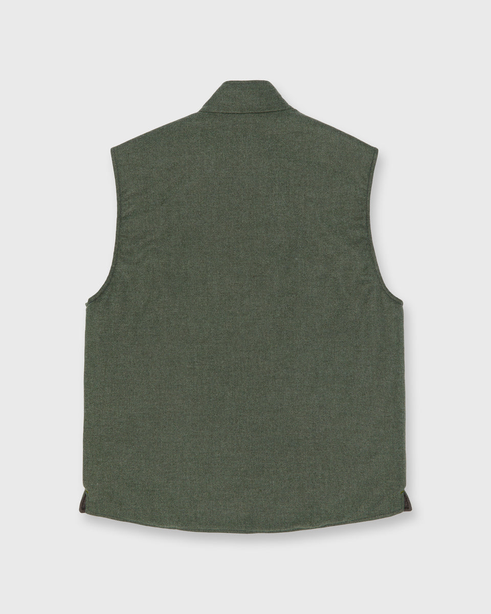 Reversible Cashpad Zip Vest in Brown Nylon/Spruce Tweed | Shop Sid