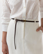 Load image into Gallery viewer, Narrow Buckle Belt in Dark Brown Leather