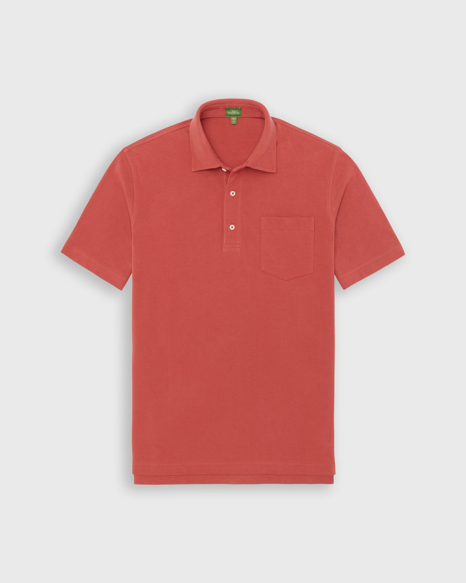 Short-Sleeved Polo in Cinnamon Pima Pique | Shop Sid Mashburn