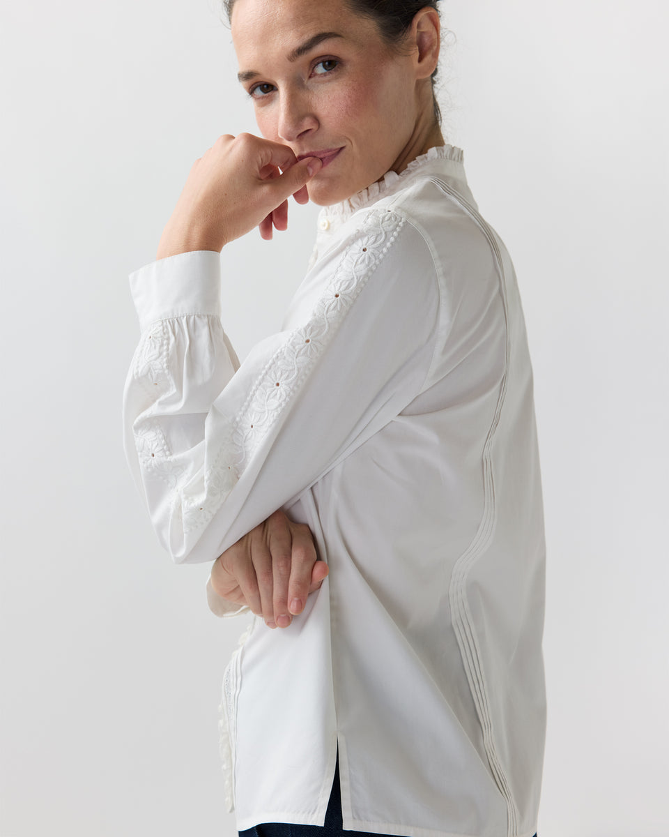 Letitia Blouse in White Poplin | Shop Ann Mashburn