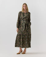 Load image into Gallery viewer, Aba Maxi Dress in Olive/Rose The West Garden Liberty Fabric Silk