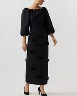 Load image into Gallery viewer, Antonia Dress in Black Silk Faille