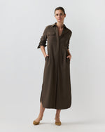Load image into Gallery viewer, Maude Dress in Bark Crinkle Cotton/Wool
