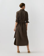 Load image into Gallery viewer, Maude Dress in Bark Crinkle Cotton/Wool