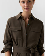 Load image into Gallery viewer, Maude Dress in Bark Crinkle Cotton/Wool